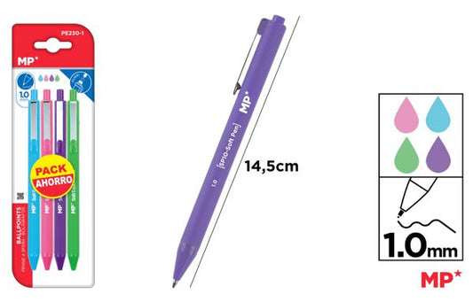 CANETA TEXTURA SUAVE 1.0MM 4UDS