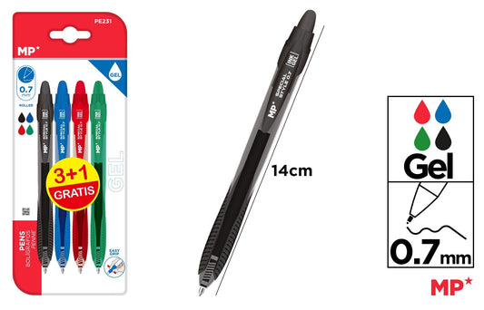 CANETA TINTA GEL 0.7MM 4UDS