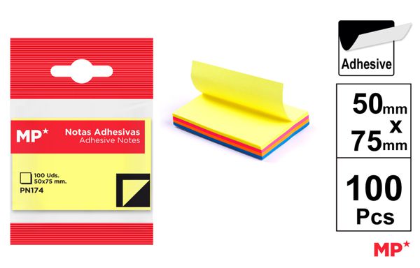NOTAS ADESIVAS NEON 50X75MM 100 PAGINAS