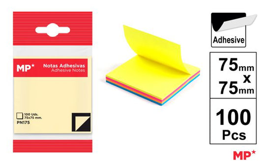NOTAS ADESIVAS NEON 75X75MM 100 PAGINAS