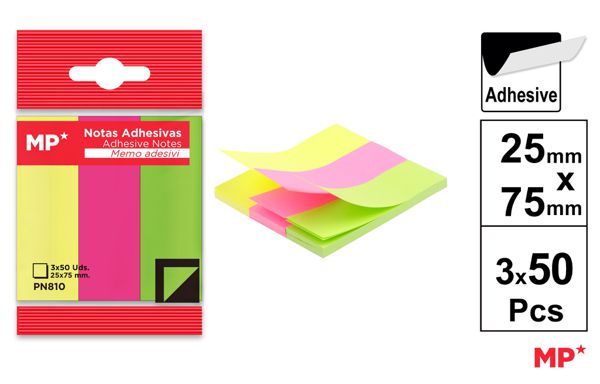 NOTAS ADESIVAS 25X75MM 3X50 PAGINAS
