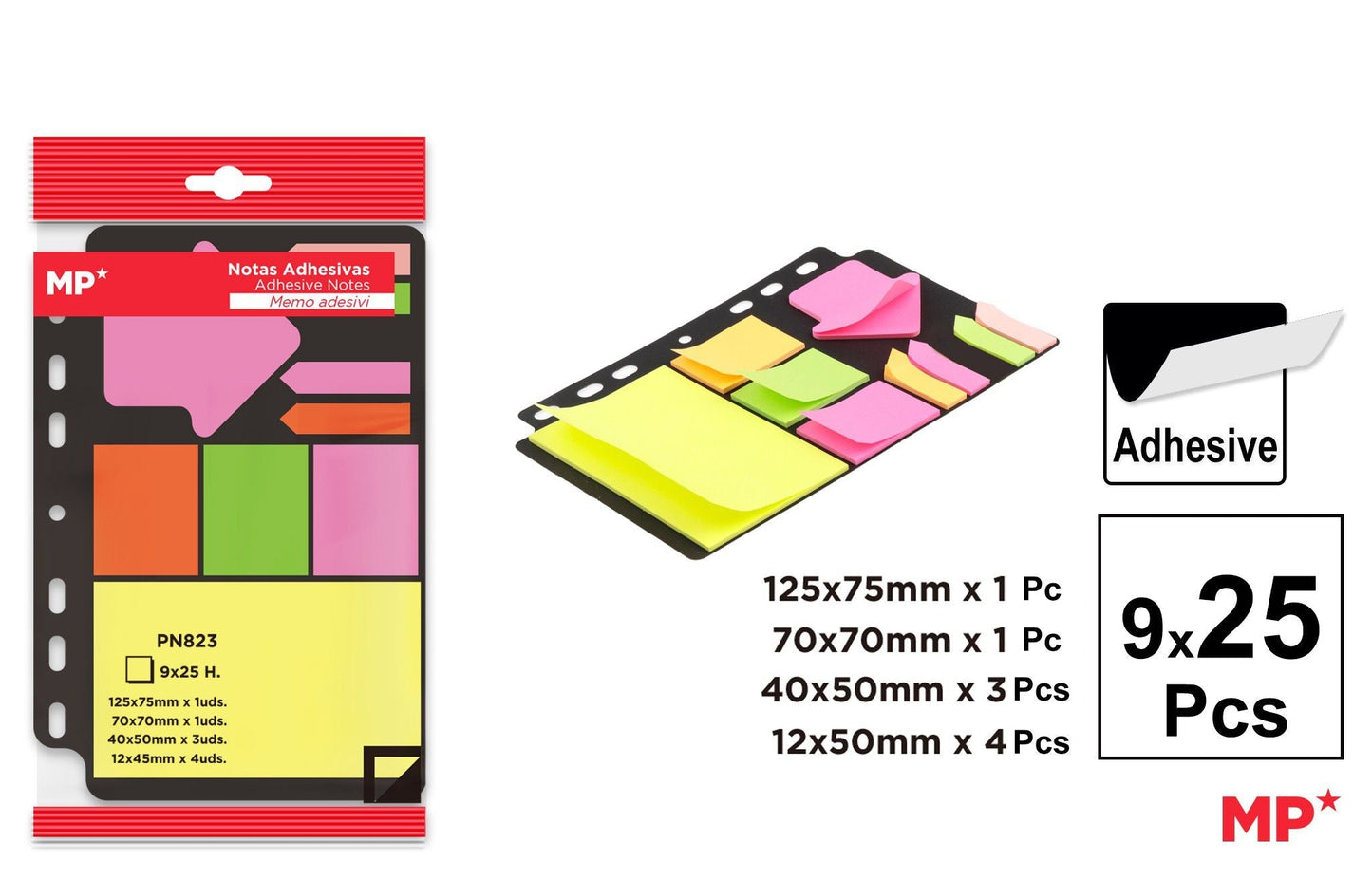 NOTAS ADHESIVAS PARA LAS CARPETAS 9X25H