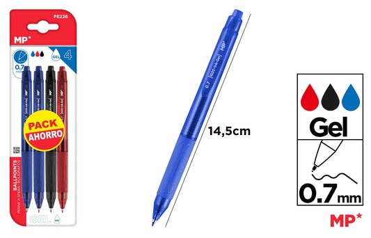 CANETA TINTA GEL PONTA 0.7MM 4U