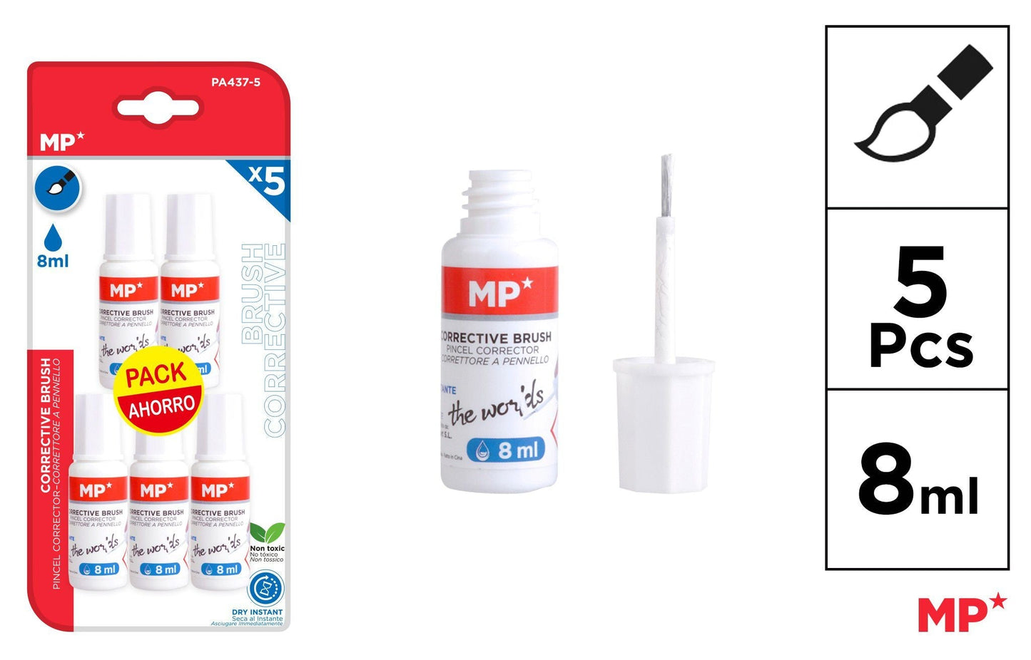 CORRECTOR LIQUIDO COM PINCEL 5UDS