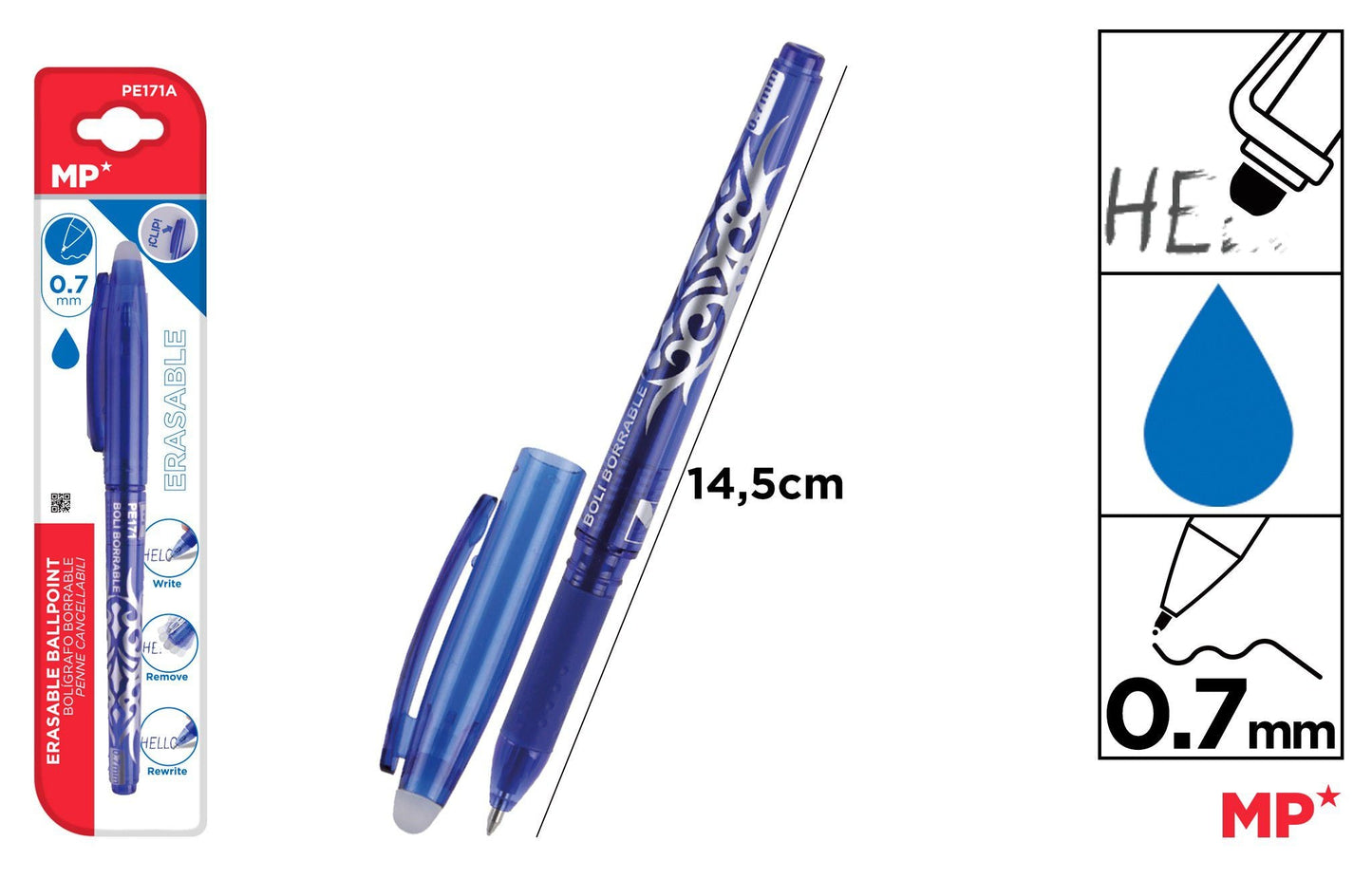 CANETA BORRABLE AZUL