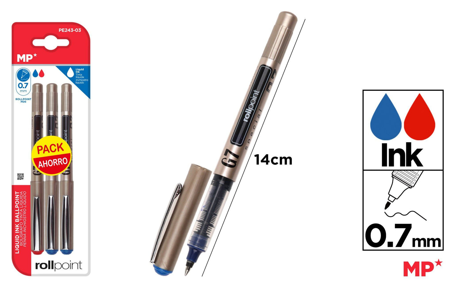 CANETA G7 TINTA LIQUIDA PONTA BALL 3UDS