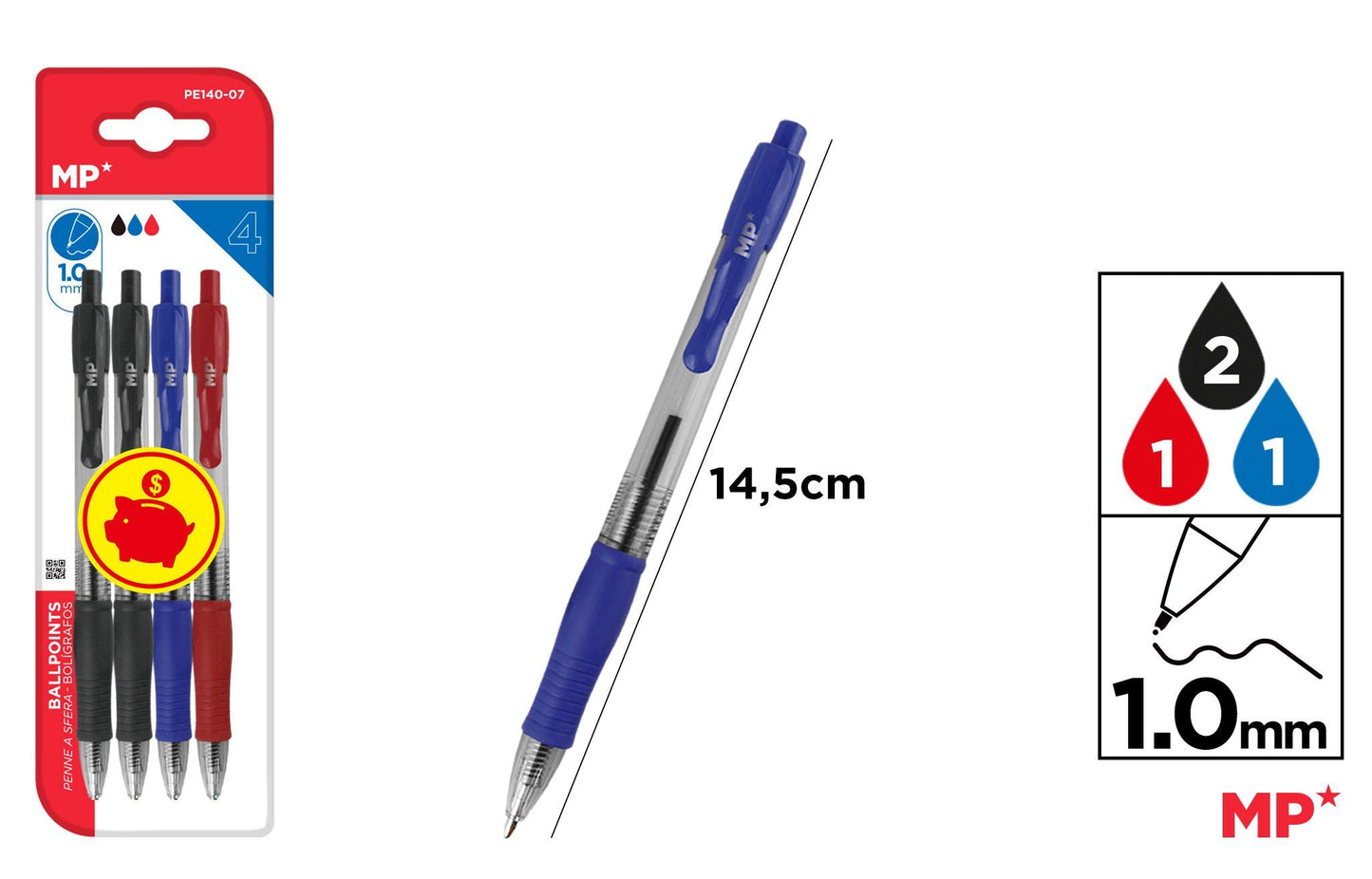 CANETAS PONTA 1.0MM 4UDS
