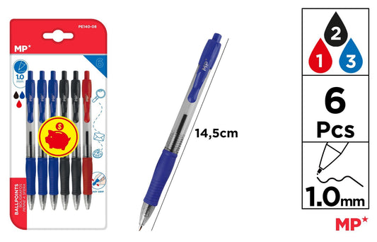 CANETAS PONTA 1.0MM 6UDS