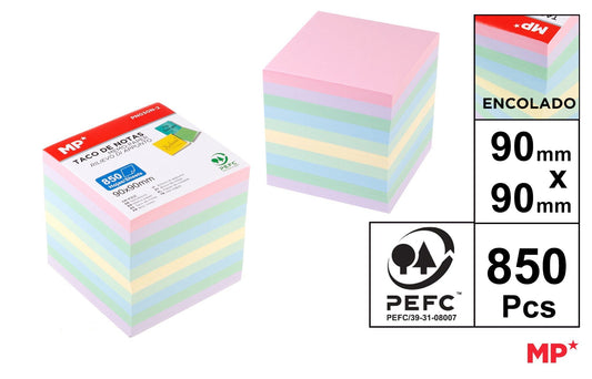 TACO DE NOTA COLOR PASTEL 850H ENCOLADO