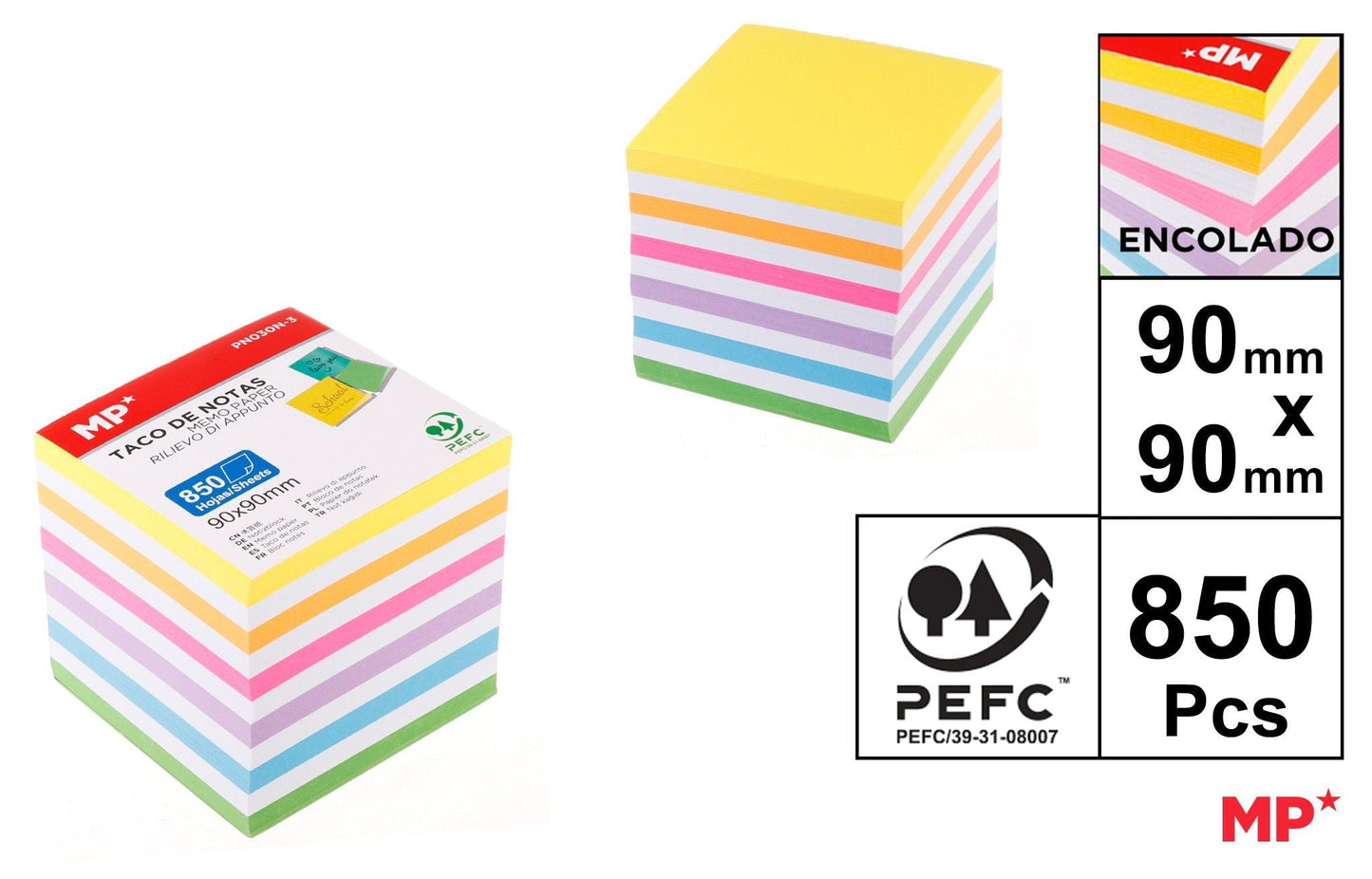 TACO DE NOTA COLOR SURTIDO 850H ENCOLADO