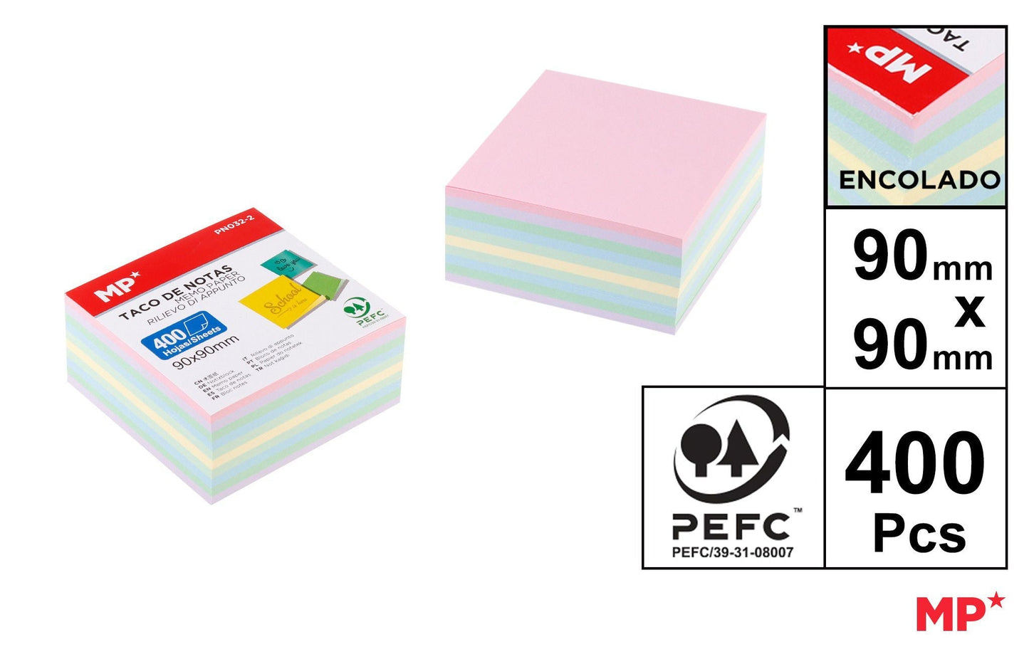TACO DE NOTAS 400FOLHAS 10COLOR PASTEL