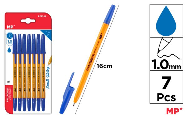 CANETA AZUL SOFT PONTA 1.0MM 7UDS