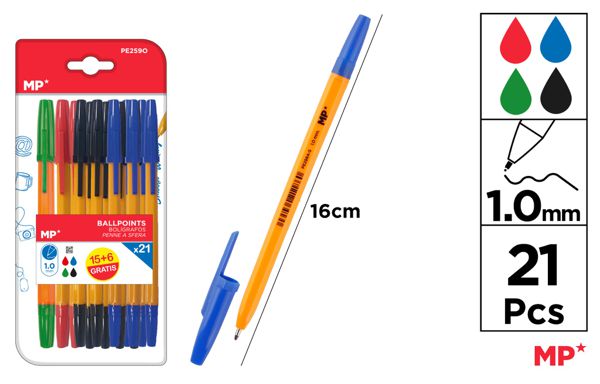 CANETA SOFT PONTA 1.0MM 21UDS