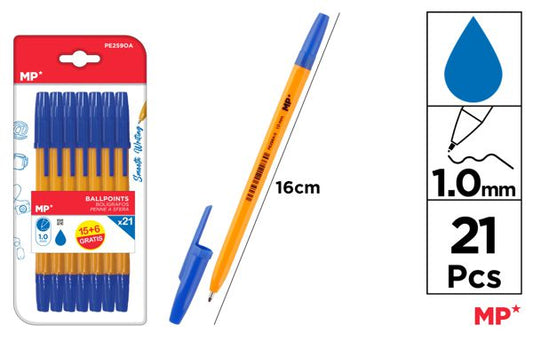 CANETA AZUL SOFT PONTA 1.0MM 21UDS