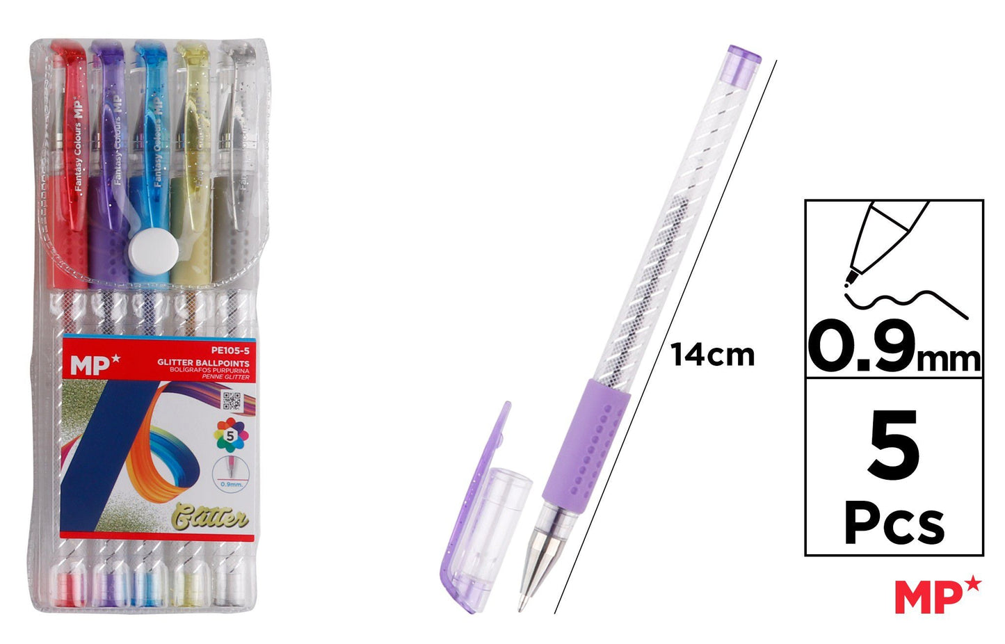 CANETAS PURPURINA 5 COLORES