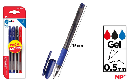 CANETAS DE TINTA DE GEL PONTA 0.5MM 4UDS