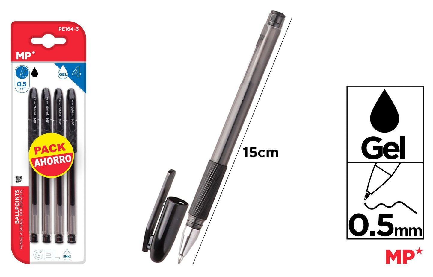CANETAS DE TINTA DE GEL PONTA 0.5MM 4UDS