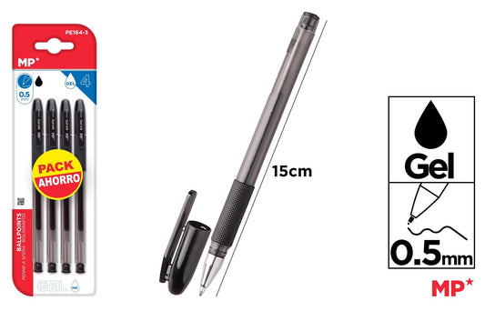 CANETAS DE TINTA DE GEL PONTA 0.5MM 4UDS