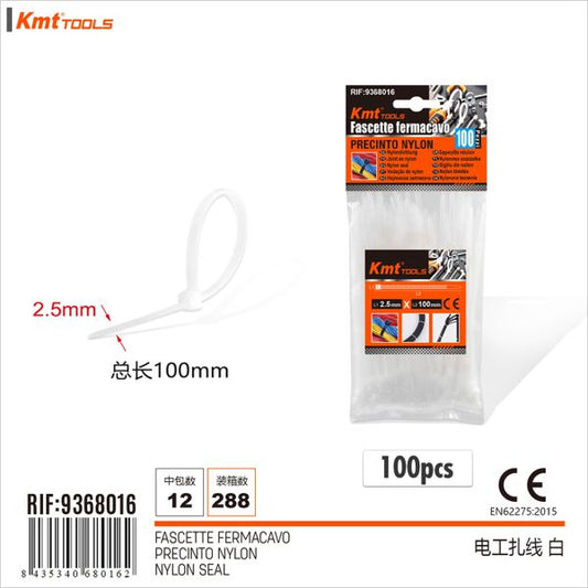 Abracadeiras Branco 2.5*100mm/100pcs