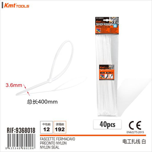 Abracadeiras Branco  3.6*400mm/40pcs