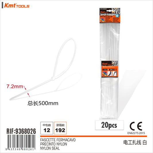 Abracadeiras Branco 7.2*500mm/20pcs