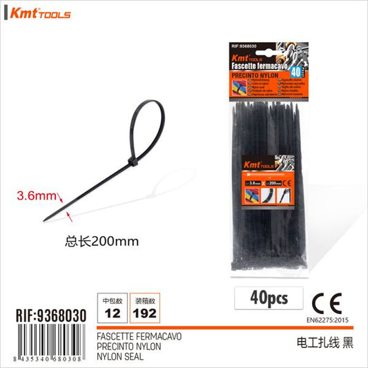 Abracadeira De Nylon Preto 3.6*200mm 40pcs