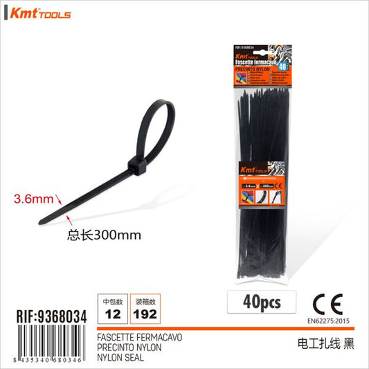 Abracadeira De Nylon Preto 3.6*300mm 40pcs