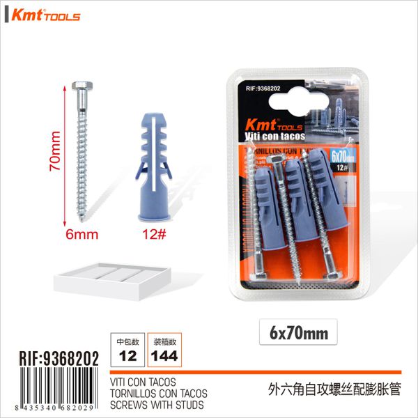 Parafuso com Bucha 3PET 6*70mm