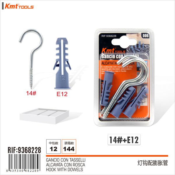 Gancho Aberto C/Bucha e12 3pcs