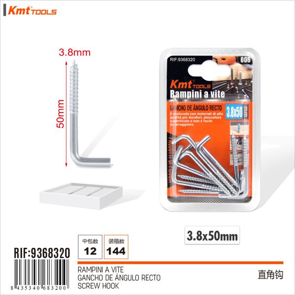 Gancho de Angulo Reto 3.8*50mm 10pcs