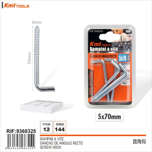 Gancho de Angulo Reto 5*70mm 6pcs