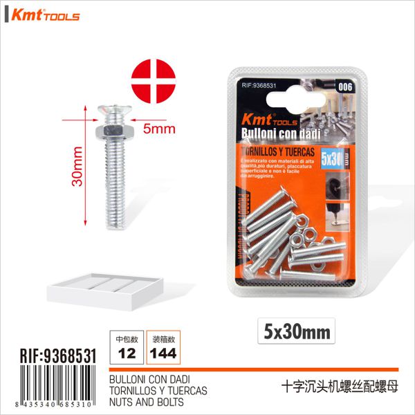 Parafuso Com Porca 5*30mm 10set