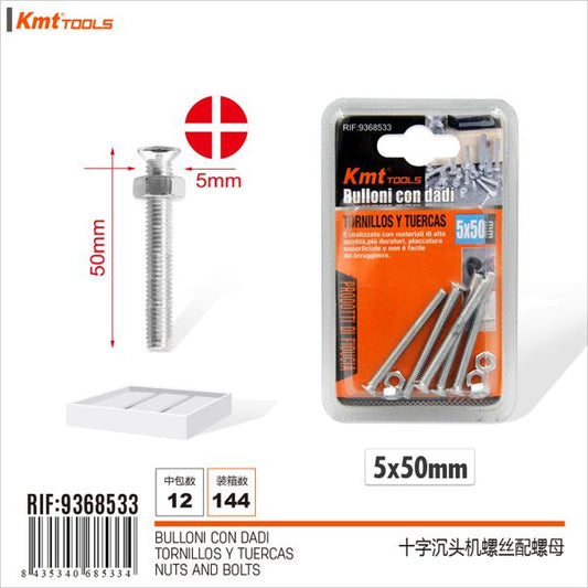 Parafuso Com Porca 5*50mm 5set