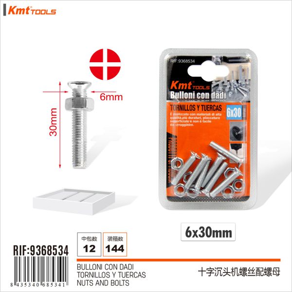 Parafuso Com Porca 6*30mm 7set