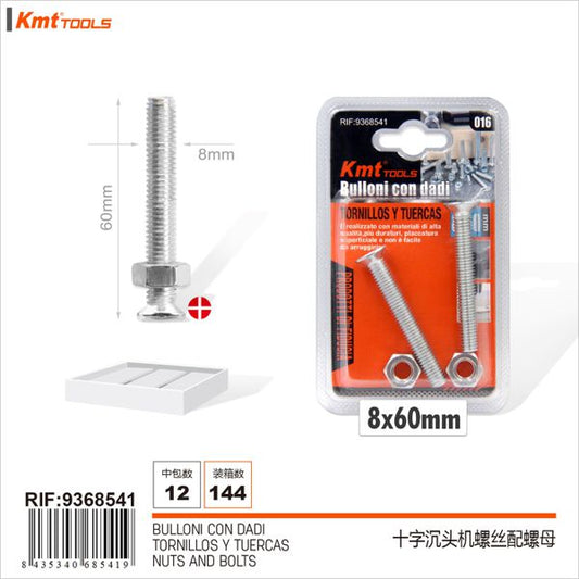 Parafuso Com Porca 8*60mm 2set