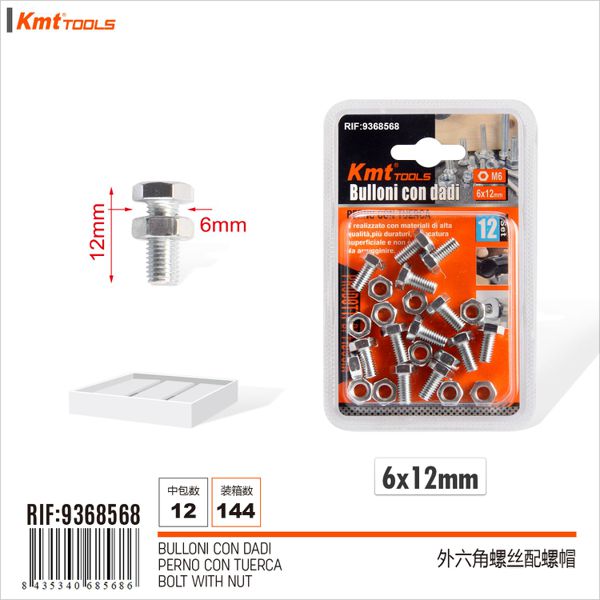 Parafusos Com Porcas 6*12mm M6 12pcs