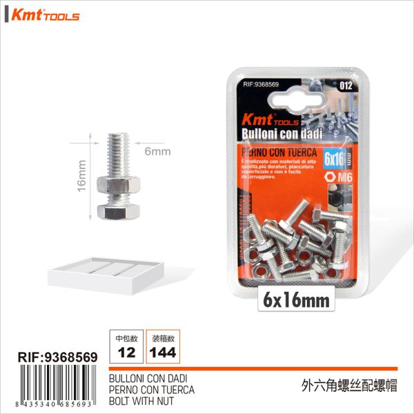 Parafusos Com Porcas 6*16mm M6 10pcs