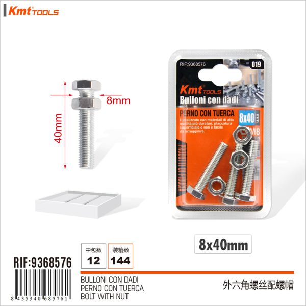 Parafusos Com Porcas 8*40mm M8 3pcs