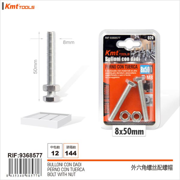 Parafusos Com Porcas 8*50mm M8 2pcs