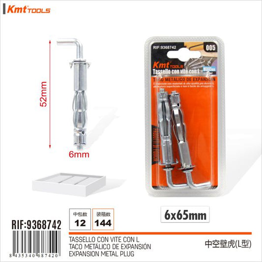 Bucha Metalico Com L M6*65mm 2pcs