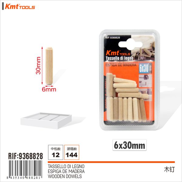 Cavilha De Madeira 6*30mm 25pcs