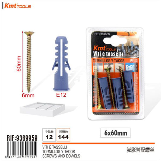 Parafuso com Bucha E12 6*60mm 3set