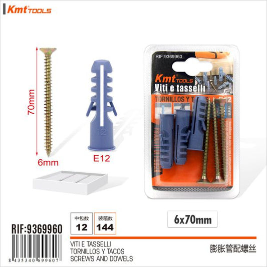 Parafuso com Bucha E12 6*70mm 3set