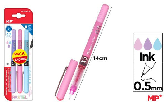 CANETA TINTA LIQUIDA PONTA AGULHA 0.5MM 3UDS