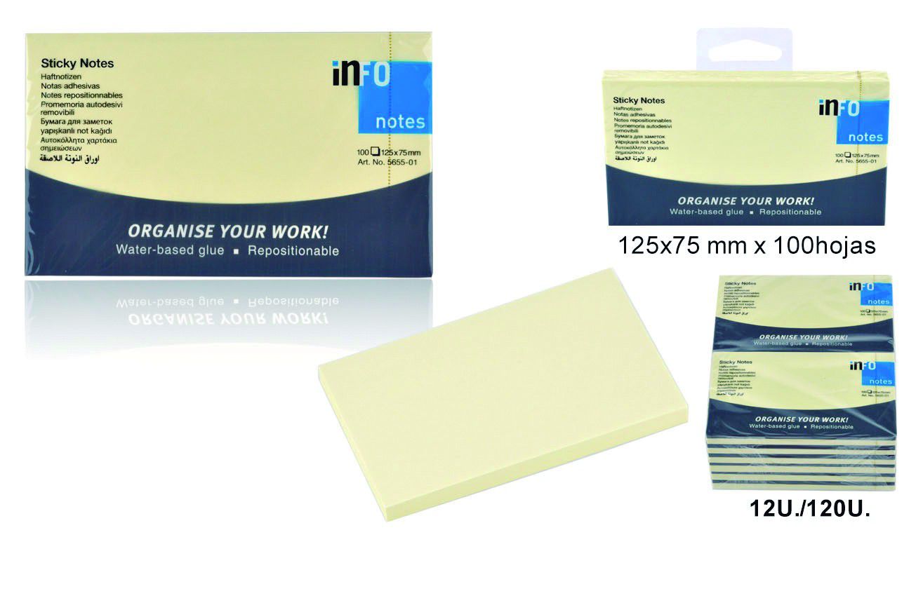 NOTAS ADHESIVAS 125X75MM 100H GLOBALNOTES