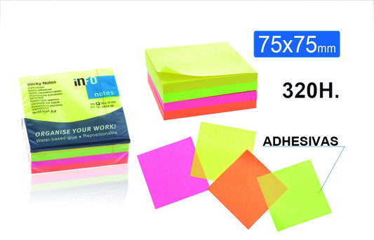 NOTAS ADHESIVAS 320FOLHAS 75X75MM GLOBALNOTES