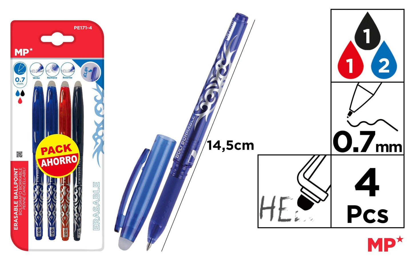 CANETA BORRABLE PACK AHORRO 4 UDS